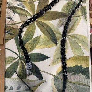 Armani Exchange Black Leather & Chain Belt